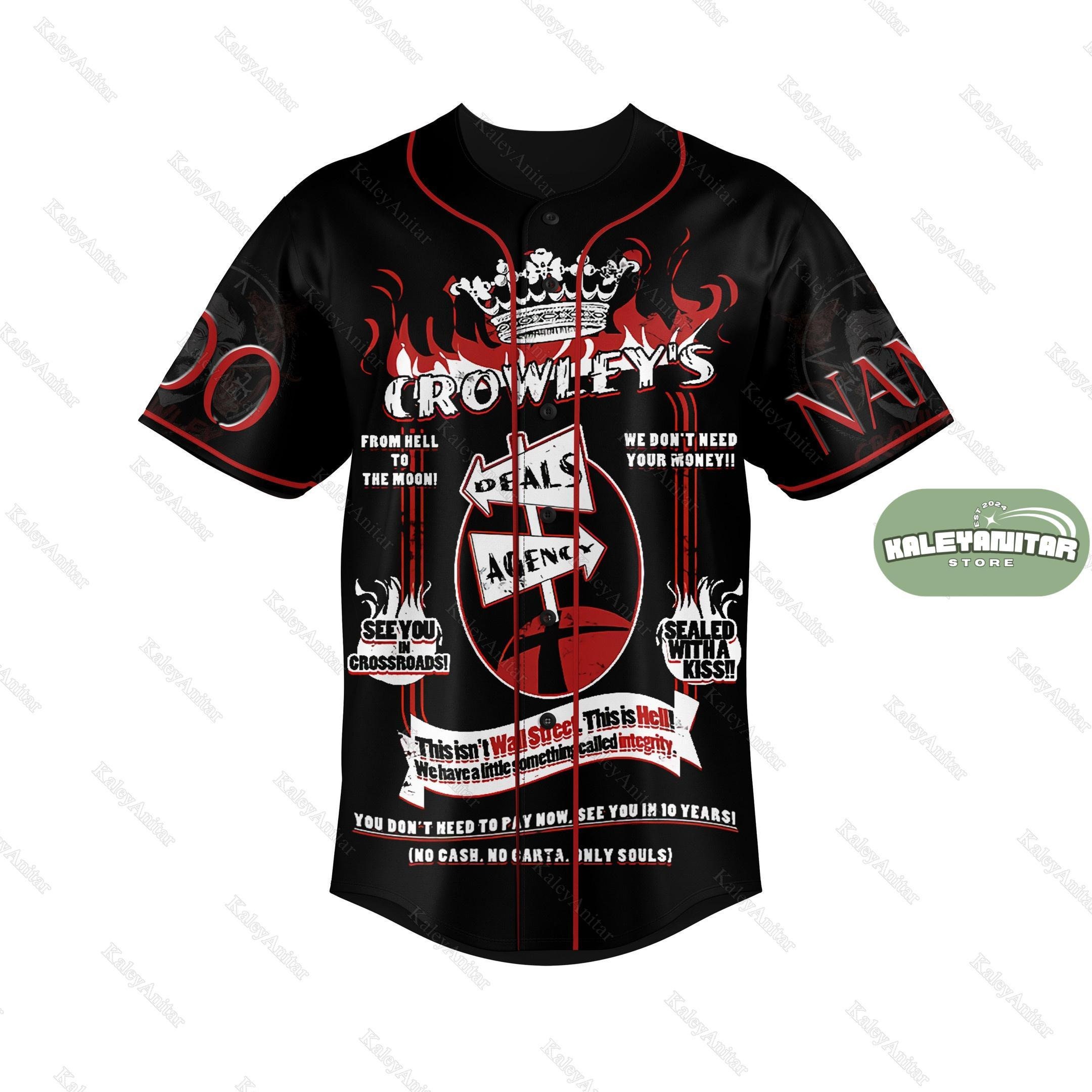 Custom Supernatural Jersey Shirt, Crowley Demon Baseball Shirt