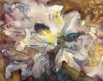 Rhododendron. Original Watercolor Painting. Unframed. 40x30 cm