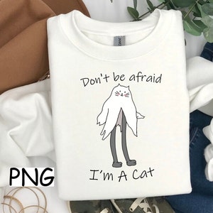 Ghost Cat Walk Retro Cartoon 'Herrenbekleidung - PNG Design für T-Shirts, Sublimation - Digitaler Download - Kommerzielle Nutzung