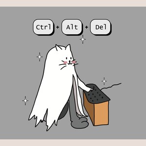 Teclado, Ghost Cat Typing Retro Cartoon, Ropa de hombre - Diseño PNG para camisetas, Sublimación - Descarga digital - Uso comercial