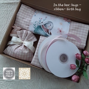 Elegante kit fai da te n. 30 bomboniere sacchettini personalizzati ricamo monogramma rosa righe quadretti per eventi e baby bag in omaggio