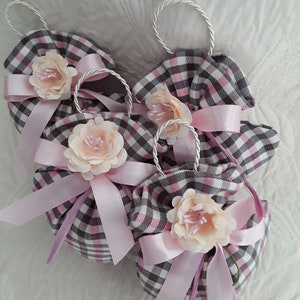 Bomboniera cuore, sacchettino cuore, lavanda, rosa nascita, armadio, matrimonio, nascita, compleanno, bomboniera, cuore stoffa, confetti