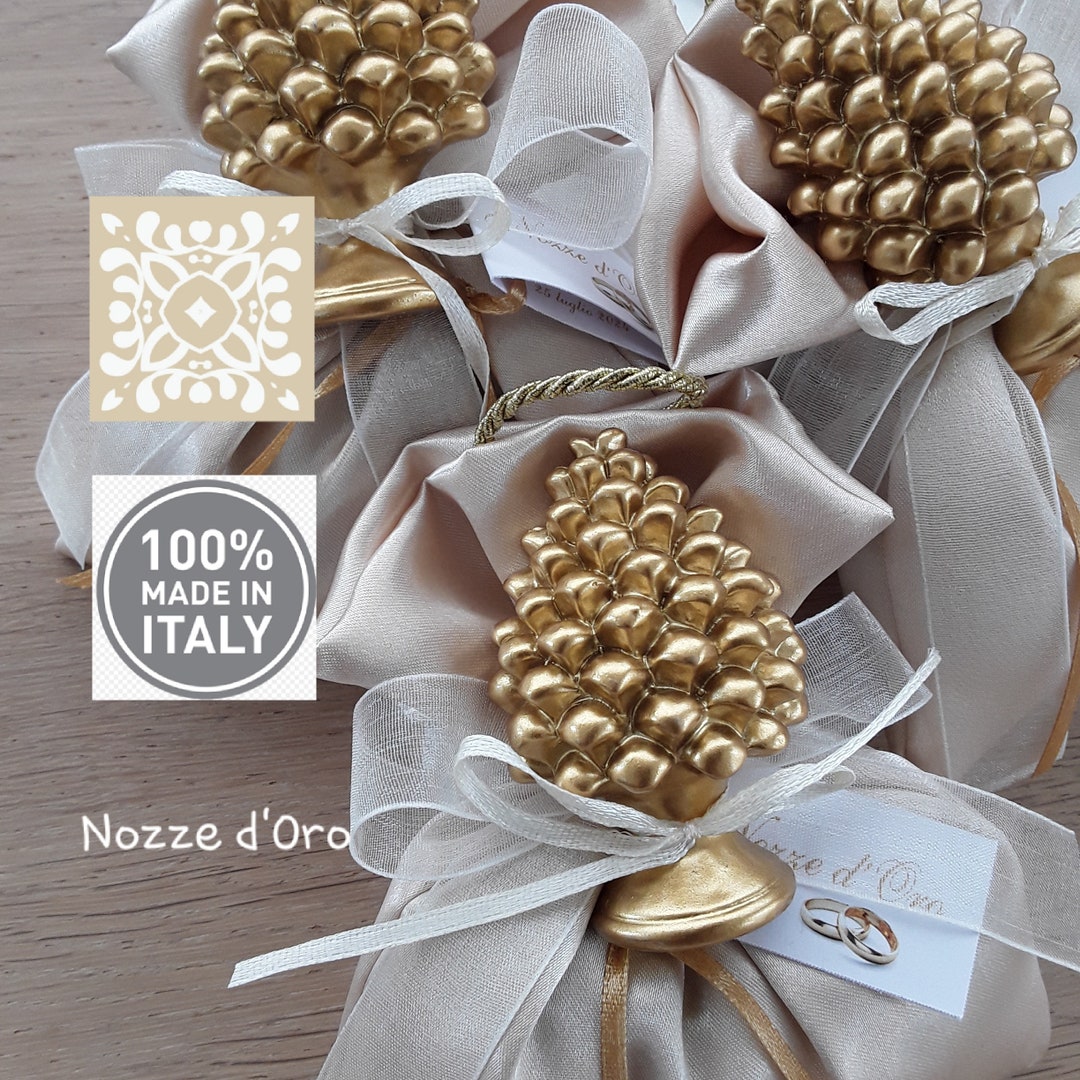 Bomboniera matrimonio, nozze oro, 50 anniversario, confetti, pigna