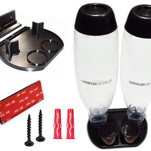 Drainer holder stand for two bottles for Sodastream + tape + 2 screws