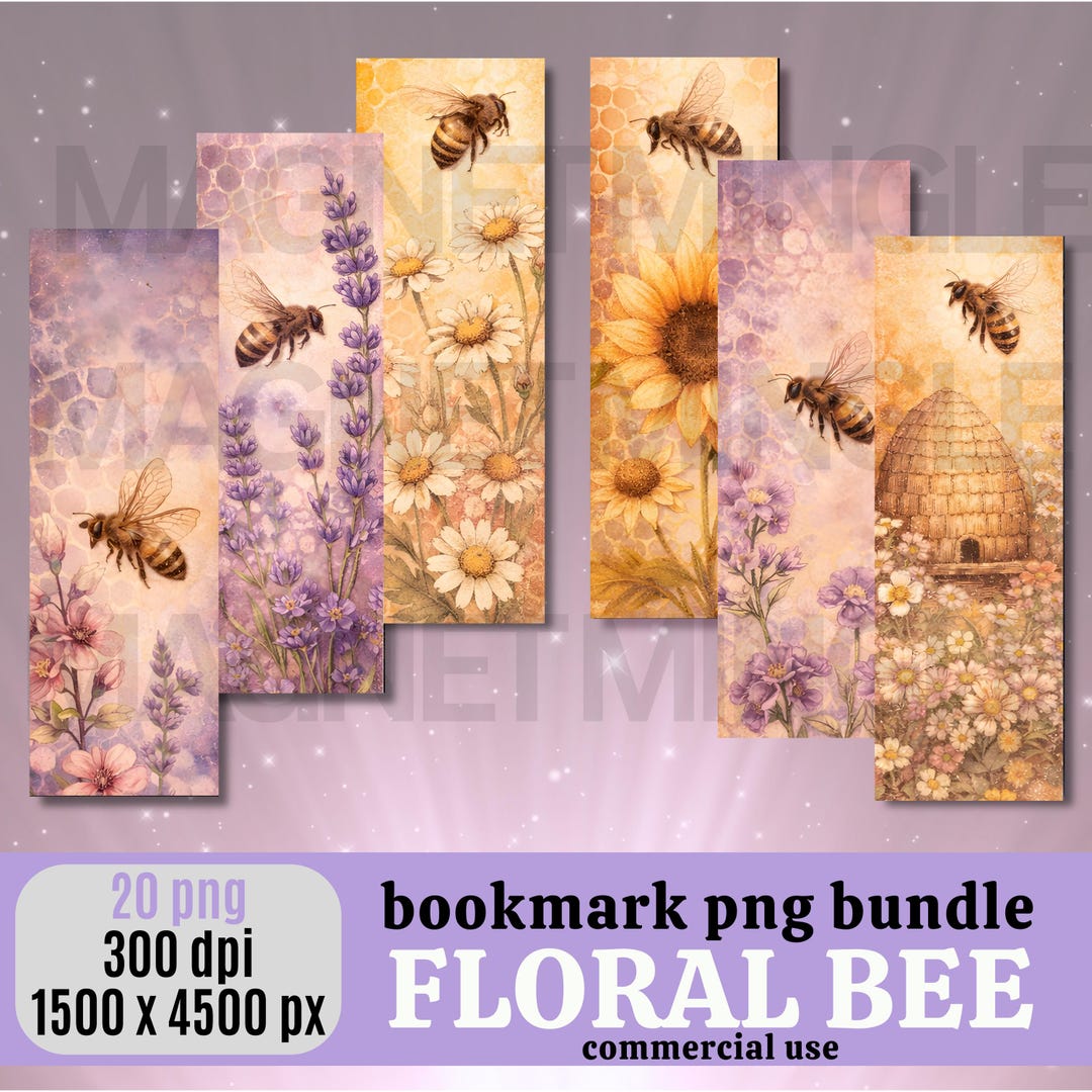 Floral Bee Bookmarks – Printable 20 PNG Set (digital Download) - Etsy