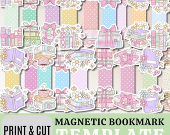Pacchetto di modelli di segnalibri magnetici Pastel Coquette - Modelli stampabili fai da te, download digitale stampabile, pacchetto digitale, inclusi PNG e JPEG