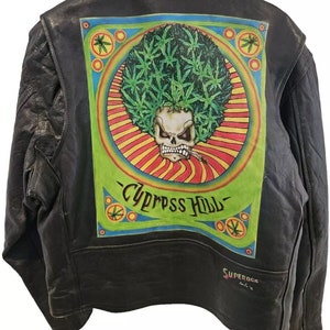 Rare Aérographe Custom Cypress Hill Veste en cuir Pakistan de 1996 Tour