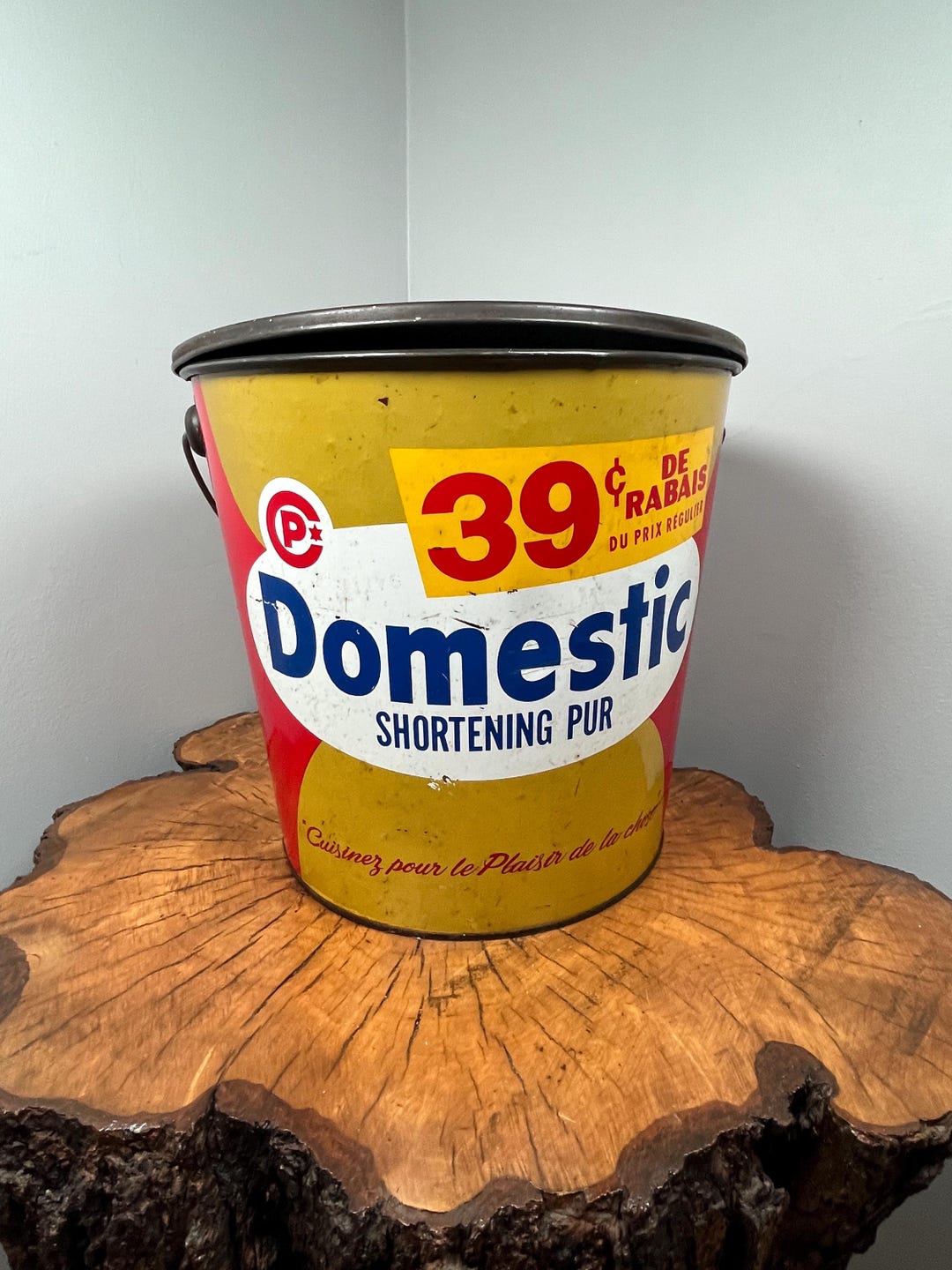 Vintage Domestic Shortening Tin – Large 20 Lb Canada Packers Metal