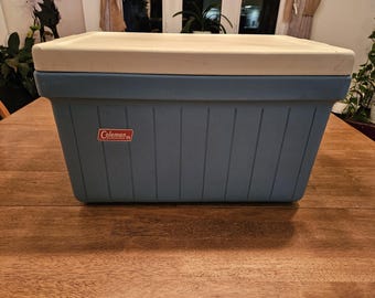 Vintage Coleman Cooler Blau Und Weiß Dura-Bond W / Metal Griffe Made In Canada
