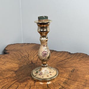Candelabro vintage de latón esmaltado fabricado en la India