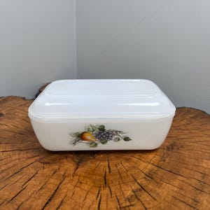 Vintage Arcopal France Milk Glass Butter Dish With slightly damaged lid (check description)
