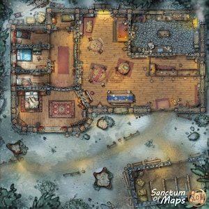 Carte de bataille de SNOWY TAVERN, carte de bataille du D&D, D&D, carte de bataille, donjons et dragons, 5e, rouleau 20, fonderie, VTT, carte numérique