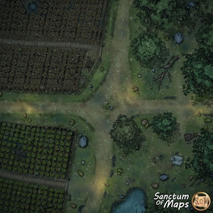 RAINY CROSSROAD Karte, Scarlet Kloster, DnD Karte, D&D, Karte, Dungeons and Dragons, 5e, Roll20, gießerei, VTT, Digitale Karte