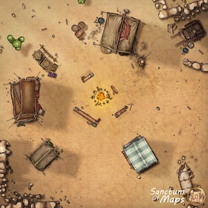 DESERT CAMP Karte, DnD Karte, D&D, Karte, 5e, Roll20, Fiction, Digitale Karte