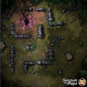 DEMONISCHE RUÏNE Battle Map, DnD Battle Map, D&D, Battlemap, Dungeons and Dragons, 5e, Roll20, Foundry, VTT, Digitale kaart