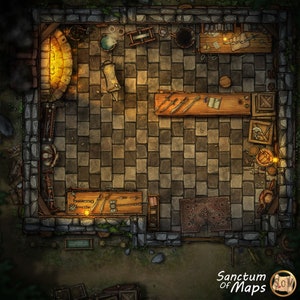 BLACKSMITH Battle Map, D&D Battle Map, D&D, Battlemap, Dungeons and Dragons, 5e, Roll20, Gießerei, VTT, Digital Map