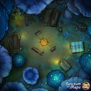 MUSHROOM FOREST Campsite Battle Map, D&D Battle Map, D&D, Battlemap, Dungeons and Dragons, 5e, Roll20, Gießerei, VTT, Digital Map