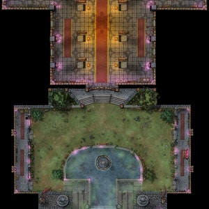 VERvloekte kathedraal Battle Map, Scarlet Monastery, DnD Battle Map, D&D, Battlemap, Dungeons and Dragons, 5e, Roll20, Foundry, VTT, digitale kaart