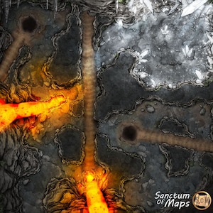 LAVA Worm CAVE Battle Map, DnD Battle Map, D&D, Battlemap, Dungeons and Dragons, 5e, Roll20, Foundry, VTT, Digitale kaart