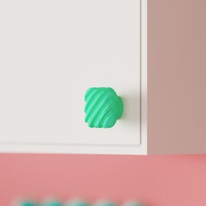 Weicher, quadratischer, gerippter Schrankgriff | Moderner Schubladengriff | Möbelbeschläge | Pastellrosa Knauf | Minimalistischer Küchenschranktürgriff