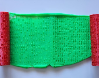 Matrix Binary Code Texture Roller | Tech Pattern Embossing Tool | Coding Stamp for Clay Polymer Crafts | Cyberpunk Techno Style Roller