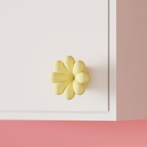 Roterat Wibble skåpshandtag | Blommig prästkrageknopp | Moderna möbelbeslag | Unikt köksskåpsdörrhandtag | Heminredning