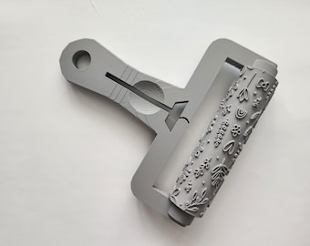 C-Clamp Texture Roller for Polymer Clay | Embossing Imprint Tool for Jewelry Making Pottery Fondant Crafts | Ergonomic Design Pattern Stamp