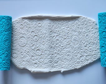 Moon Surface Texture Roller for Polymer Clay | Lunar Crater Pattern Tool for Pottery Concrete Resin | DIY Crafting Roller Art Supply