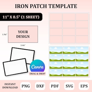 Iron Patch Template, Iron Patch Svg, Hat Patch Template, Iron Patch Sublimation, Fabric Ironing Patches, Hat Patch Sublimation