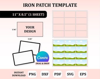Iron Patch Template, Iron Patch Svg, Hat Patch Template, Iron Patch Sublimation, Fabric Ironing Patches, Hat Patch Sublimation