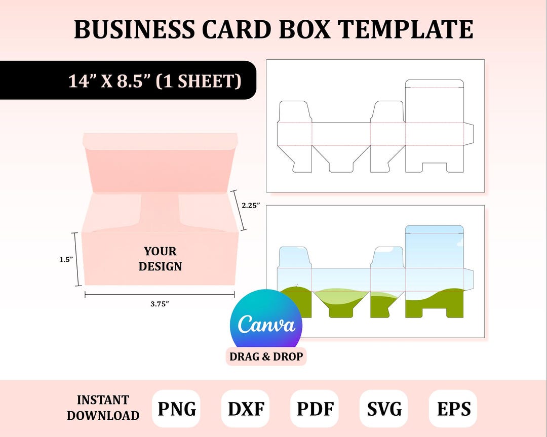 Business Card Box Template SVG: DIY Name Card Packaging - Etsy