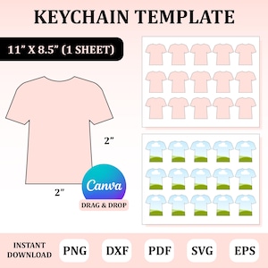 T-Shirt Keychain Template, T-Shirt Keychain , Keychain Sublimation, Shirt Keychain Sublimation Template, Keychain Template, Canva Template
