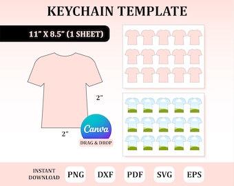 T-Shirt Keychain Template, T-Shirt Keychain , Keychain Sublimation, Shirt Keychain Sublimation Template, Keychain Template, Canva Template