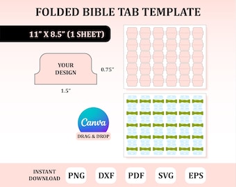 Folded Bible Tab Template, File Tab Template: Planner & File Folder Labels, Custom SVG