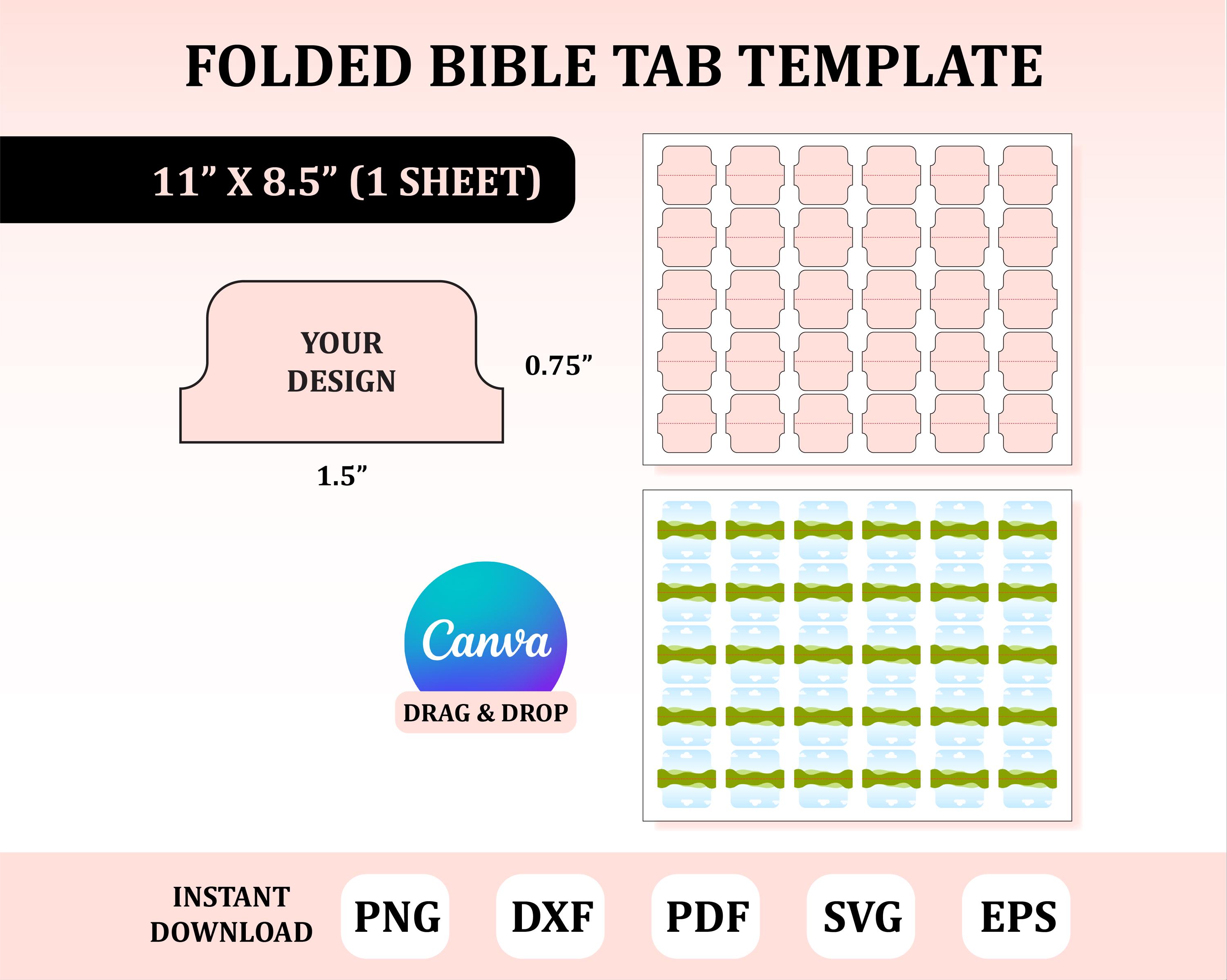 Folded Bible Tab Template, File Tab Template: Planner & File Folder ...