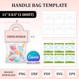 Handle Bag Template, Topper Treat Bag Template, Label Treat Bag Template, Handle Treat Bag Template, Topper Label Bag Template