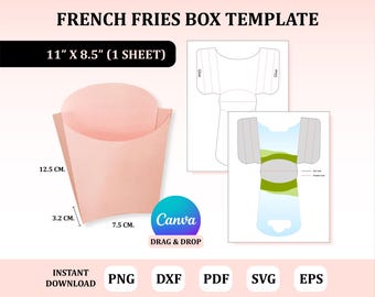 French Fries Box Template, French Fry Box Template, French Fries Box for Party , Box Template Svg, Party Template, Box for Party
