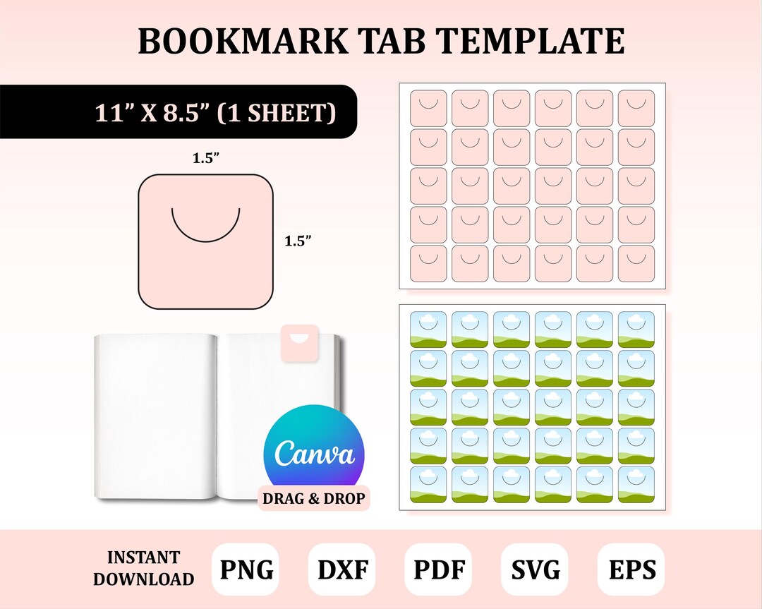 Blank Bookmark Tab Template: Planner & File Labels, SVG (digital ...