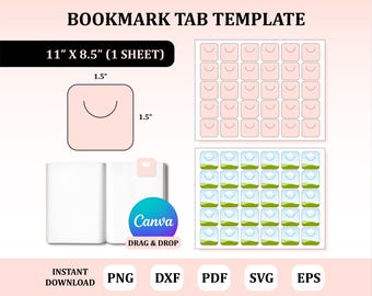 Blank Bookmark Tab Template: Planner & File Labels, SVG (Digital Download)