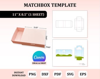 Matchbox Template, Box Packaging, Matchbox Svg, Matchbox Canva Template, Wedding Matchbox Svg, Custom Matchbox