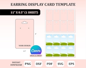 Earring Display Card Template : DIY Card Holder (Digital Download)