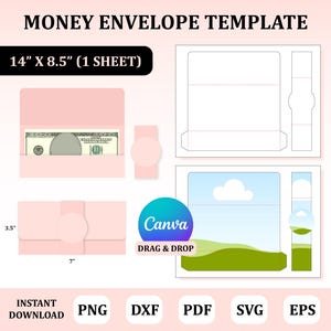 Plantilla para sobre de dinero, sobre para dinero, porta billetes DIY, plantilla para porta billetes
