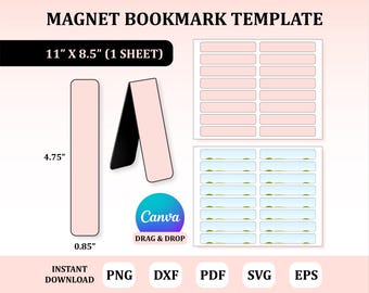 Magnet Bookmark Template, Magnet Bookmark SVG, Magnet Bookmark Sublimation, Bookmark Sublimation Template