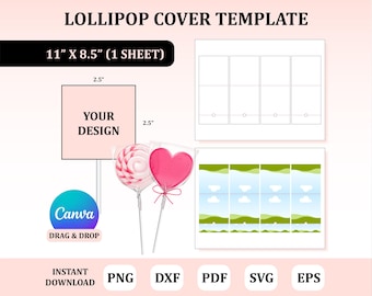Lollipop Holder Template, Lollipop Cover Template, Candy Holder Template : Digital Download