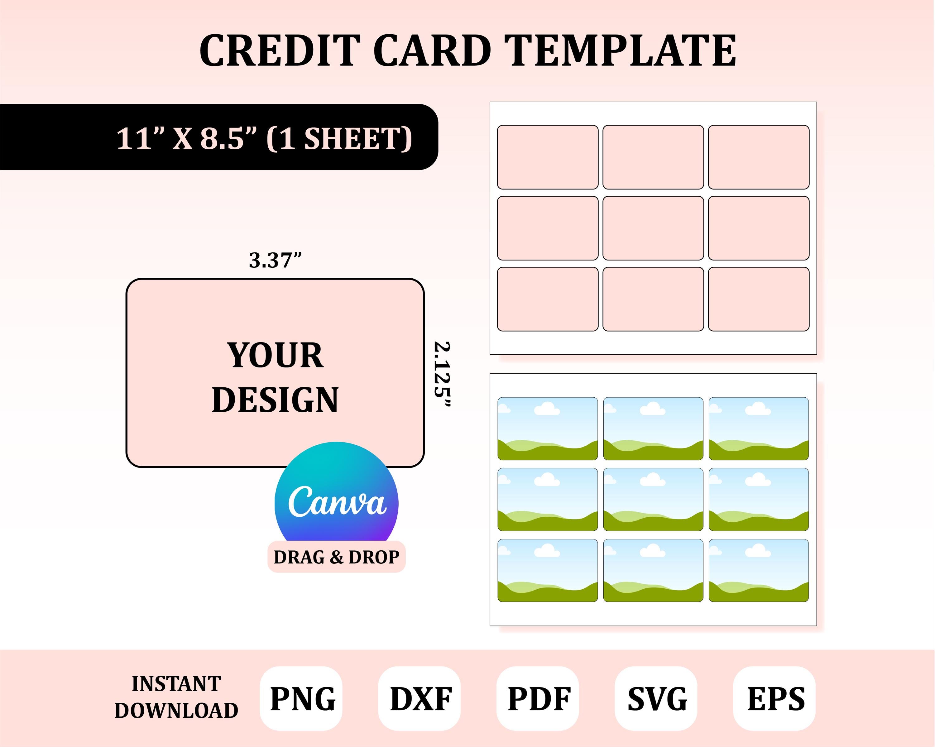 Credit Card Template, Credit Card Printable Template, Custom Credit ...