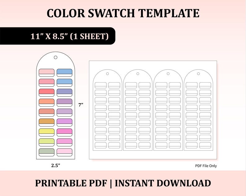 Color Swatch Template, Printable Color Swatch Sheet, Coloring Swatch ...
