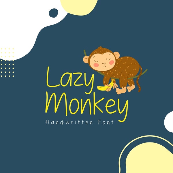 Lazy Monkey Font, Cute Font, Handwritten Font, Handwriting Font, Goodnotes Font, Planner Font, Procreate Font, Cricut Font