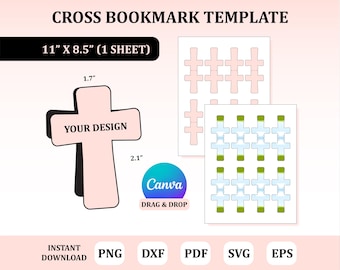 Cross Bookmark Template, Cross Magnet Bookmark Template, Magnet Bookmark Sublimation, Bookmark Sublimation Template