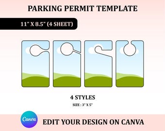 Parking Permit Template Bundle: Hang Tag Design, Canva Editable