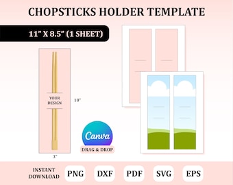 Chopsticks Holder Template: Chopsticks Sleeve Packaging (Digital Download)